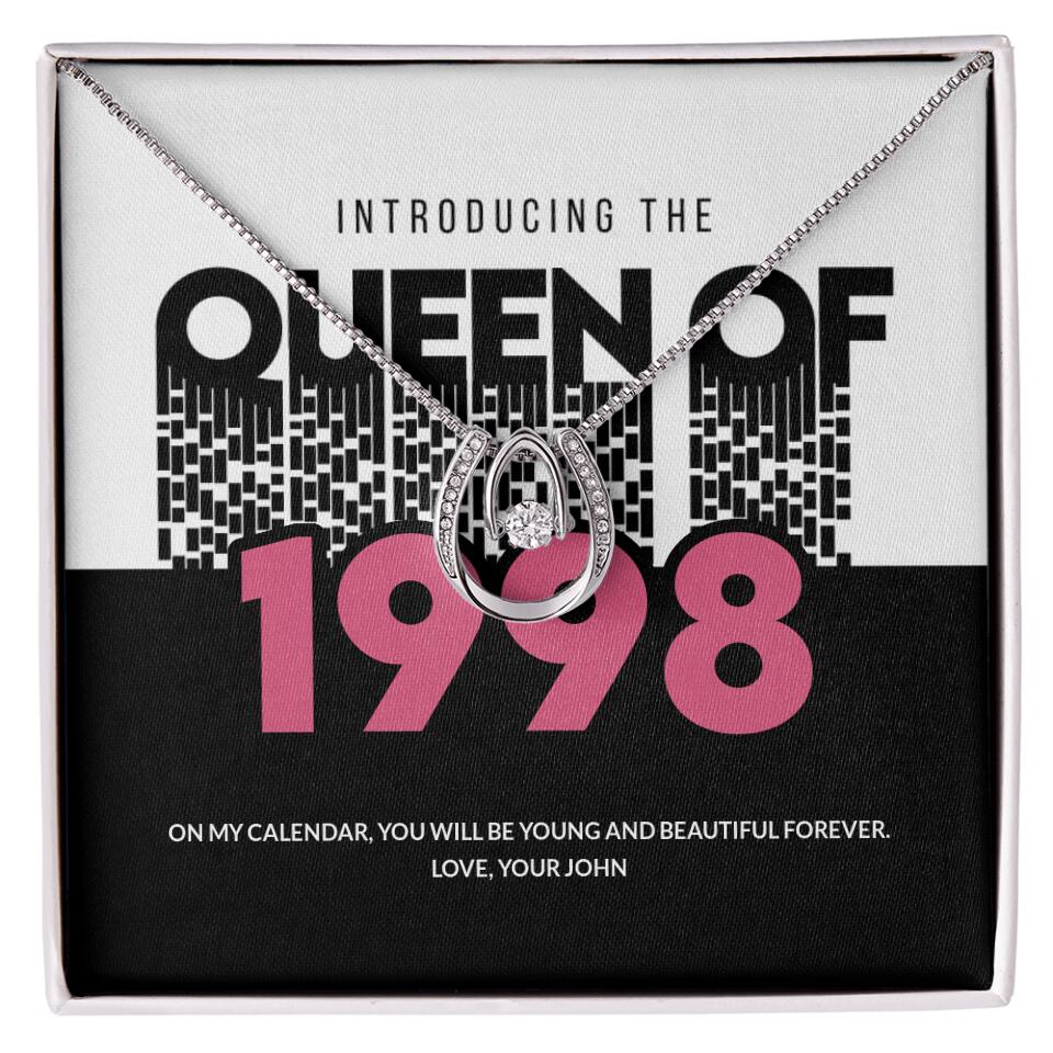 Introducing The Queen Of 1998 Personalized Necklace Gift For Girlfriend, Wife