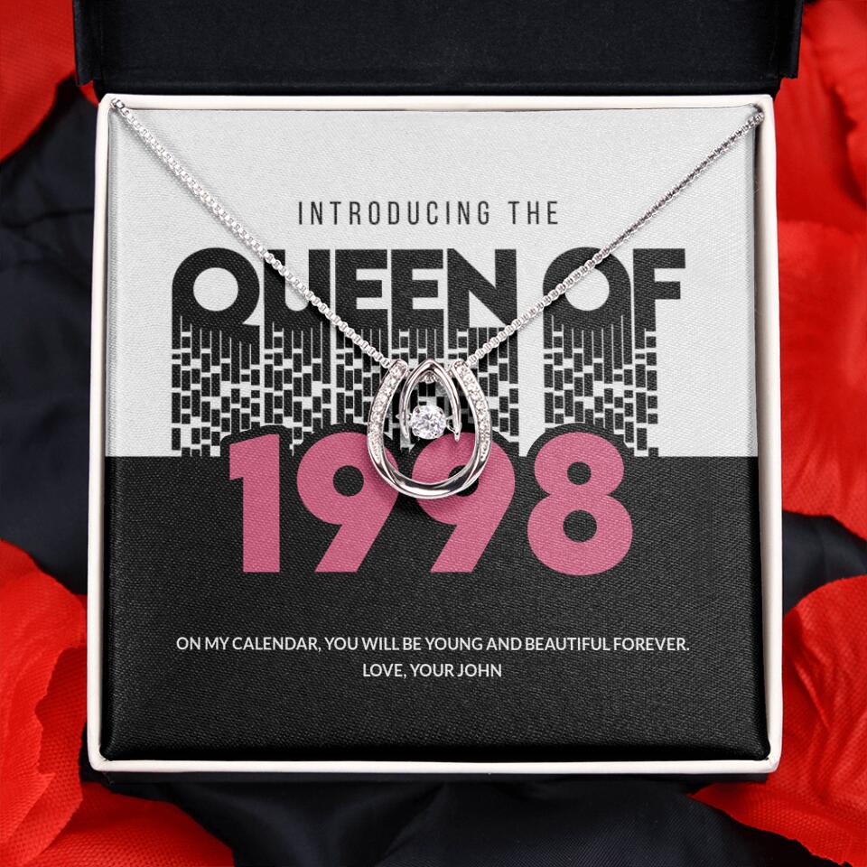 Introducing The Queen Of 1998 Personalized Necklace Gift For Girlfriend, Wife