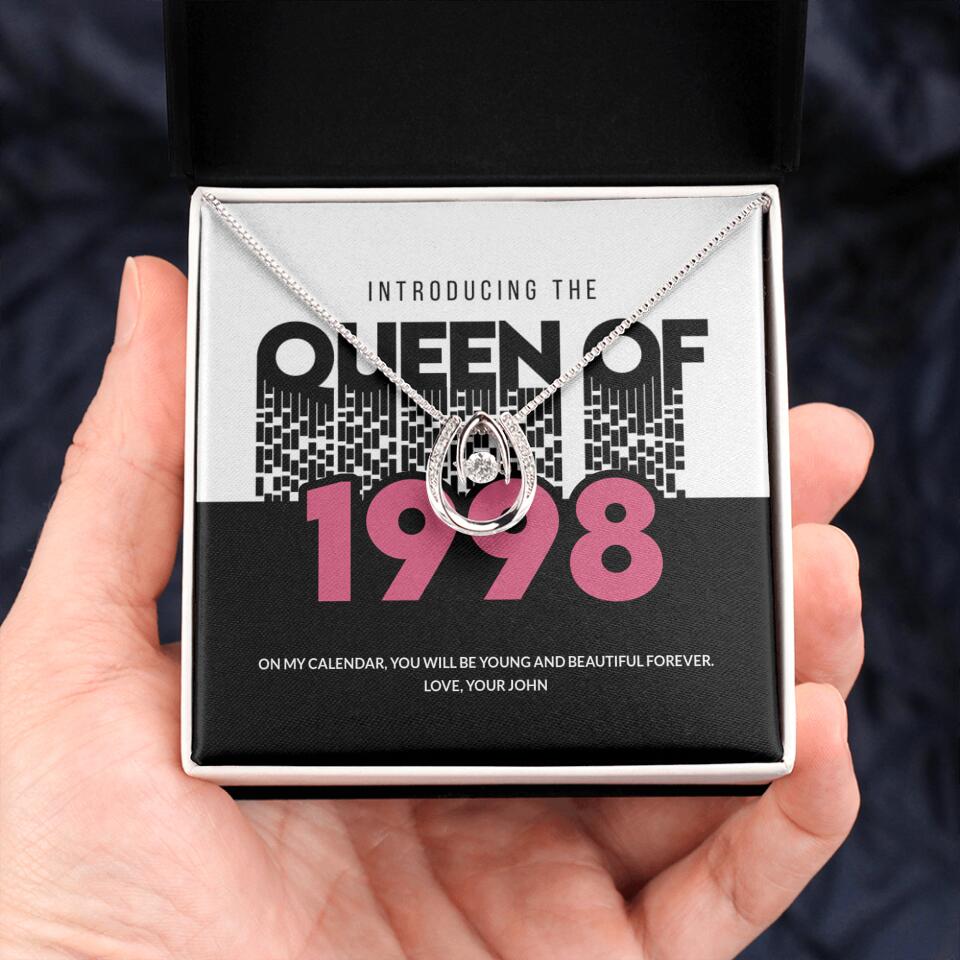 Introducing The Queen Of 1998 Personalized Necklace Gift For Girlfriend, Wife