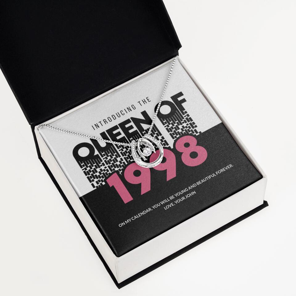 Introducing The Queen Of 1998 Personalized Necklace Gift For Girlfriend, Wife
