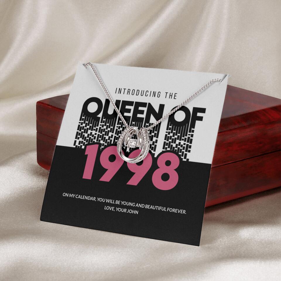 Introducing The Queen Of 1998 Personalized Necklace Gift For Girlfriend, Wife