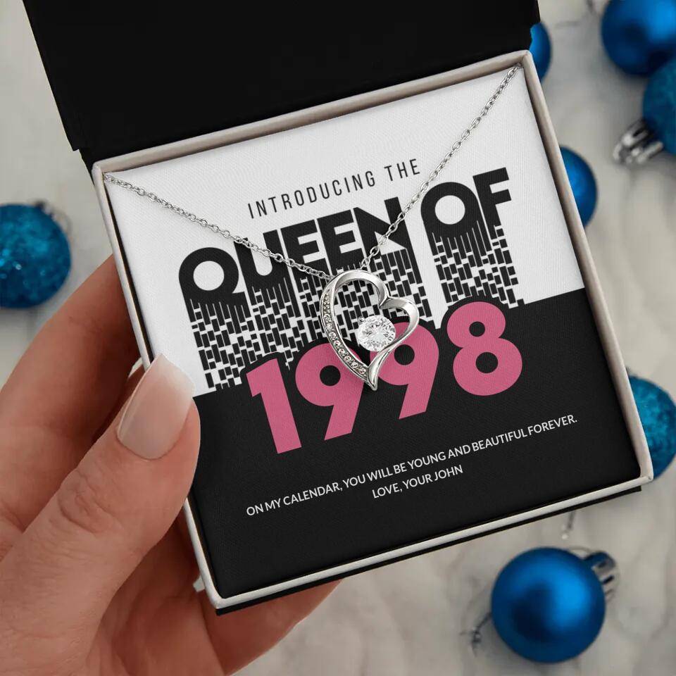 Introducing The Queen Of 1998 Personalized Necklace Gift For Girlfriend, Wife