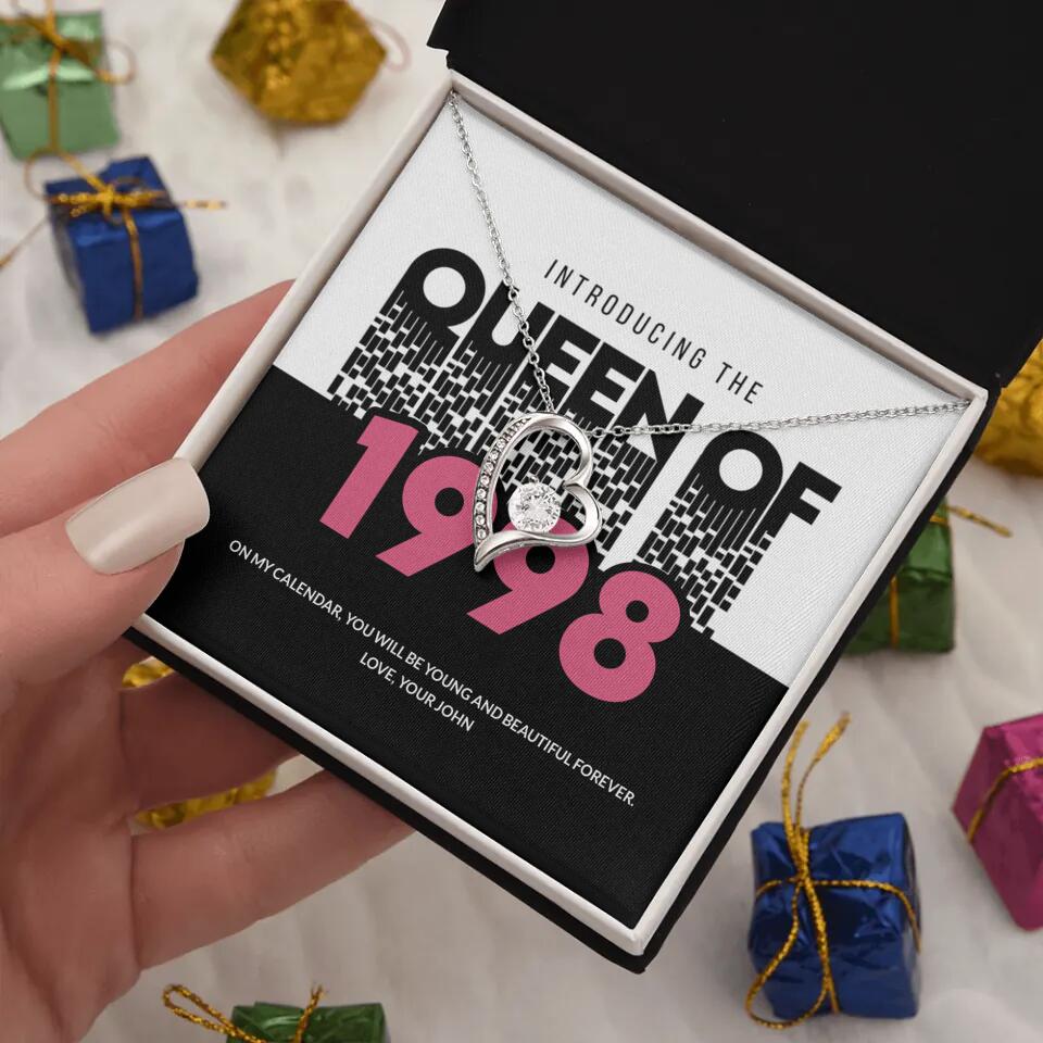 Introducing The Queen Of 1998 Personalized Necklace Gift For Girlfriend, Wife