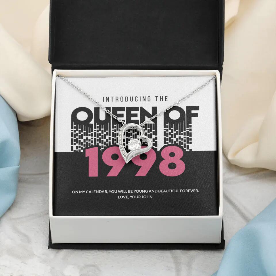 Introducing The Queen Of 1998 Personalized Necklace Gift For Girlfriend, Wife