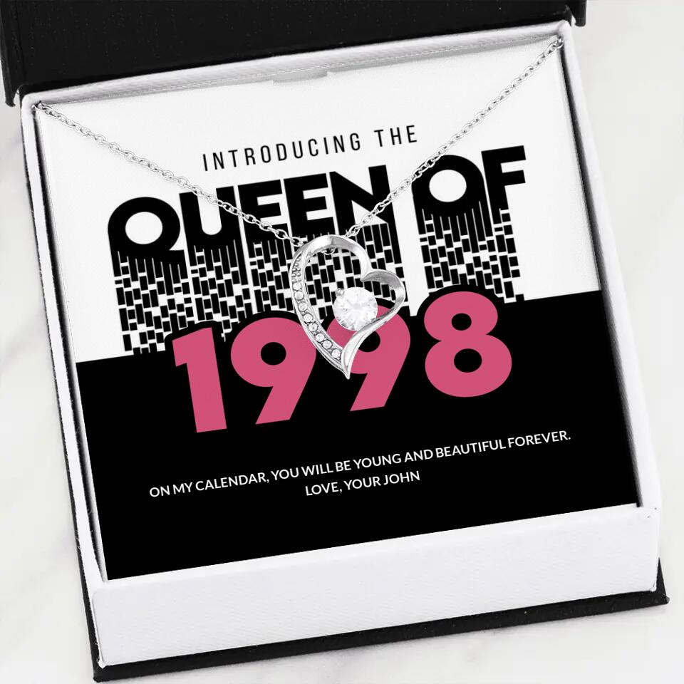 Introducing The Queen Of 1998 Personalized Necklace Gift For Girlfriend, Wife