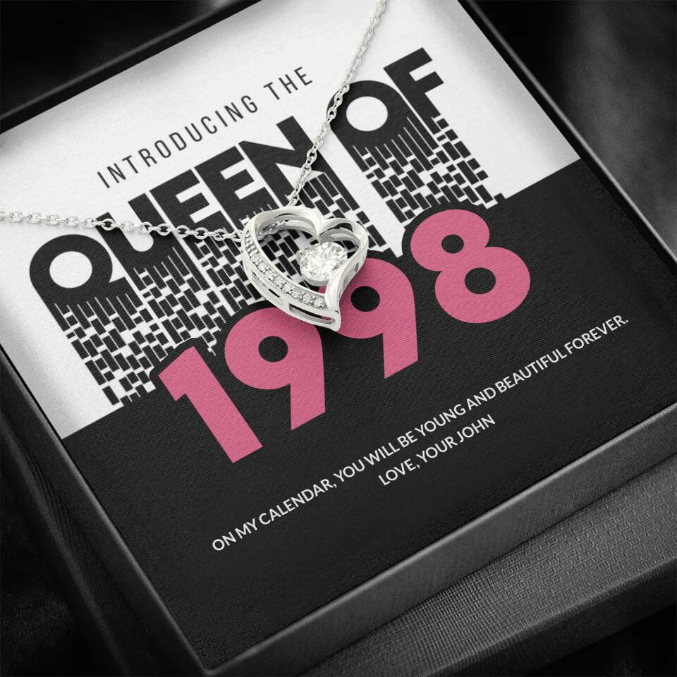 Introducing The Queen Of 1998 Personalized Necklace Gift For Girlfriend, Wife