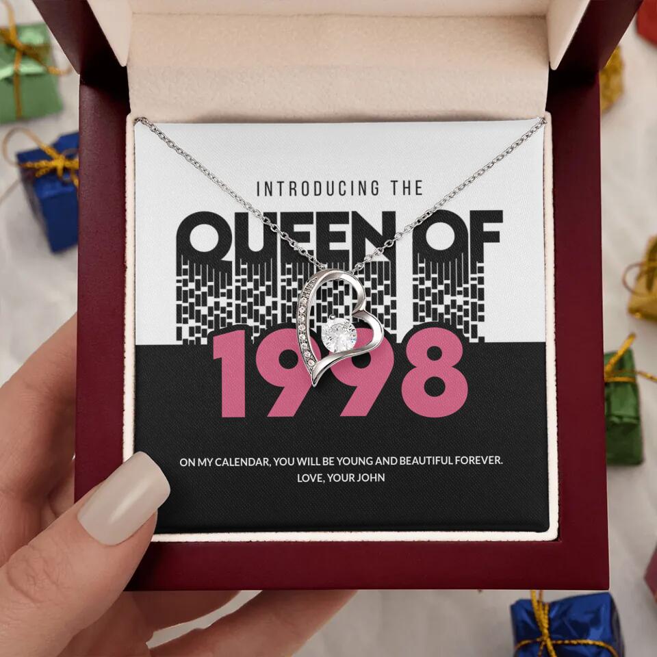 Introducing The Queen Of 1998 Personalized Necklace Gift For Girlfriend, Wife