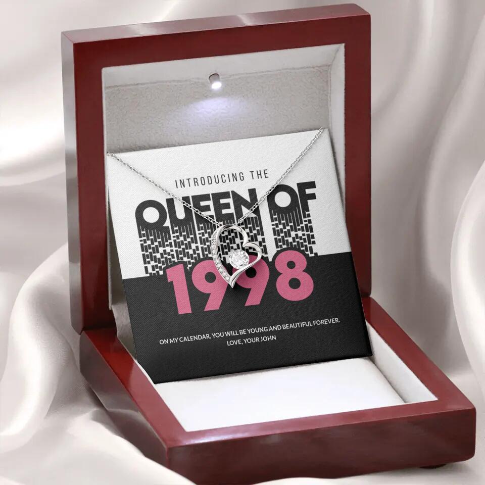 Introducing The Queen Of 1998 Personalized Necklace Gift For Girlfriend, Wife