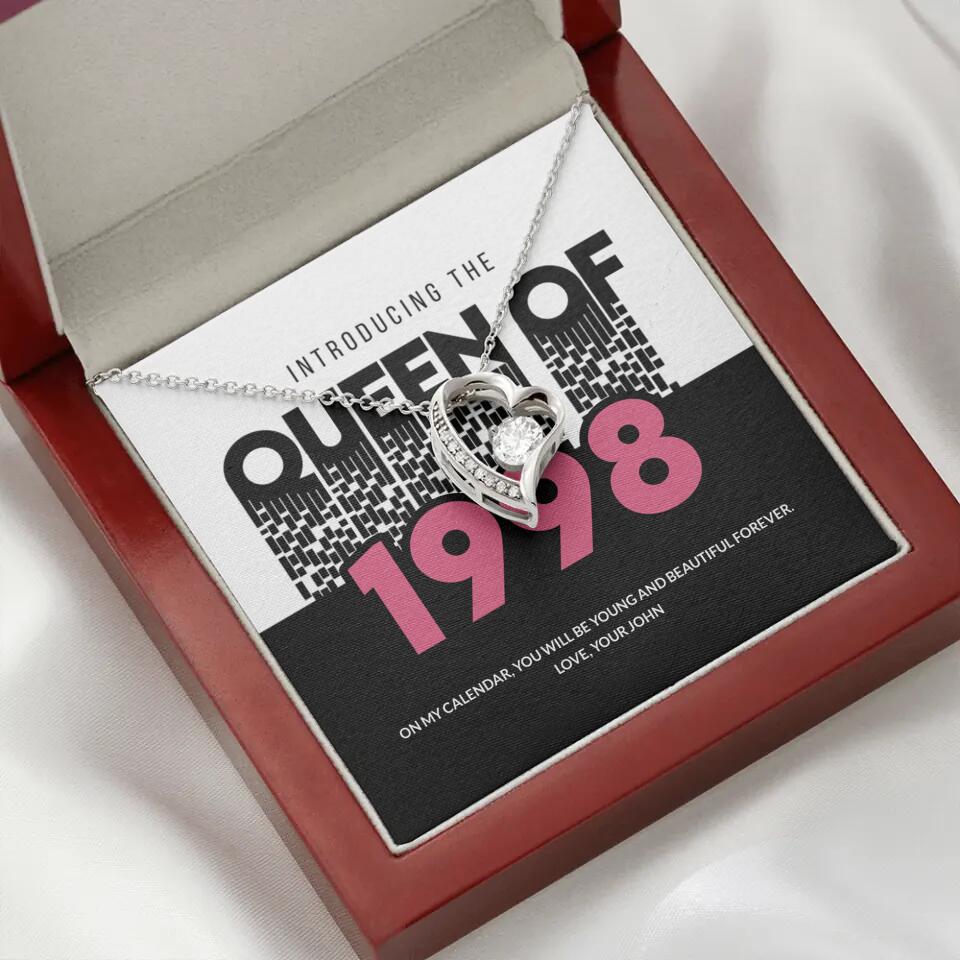 Introducing The Queen Of 1998 - Personalized White Gold Necklace - Best Gift For Girlfriend/Wife For Her Anniversary On Valentine - 210IHPNPJE464