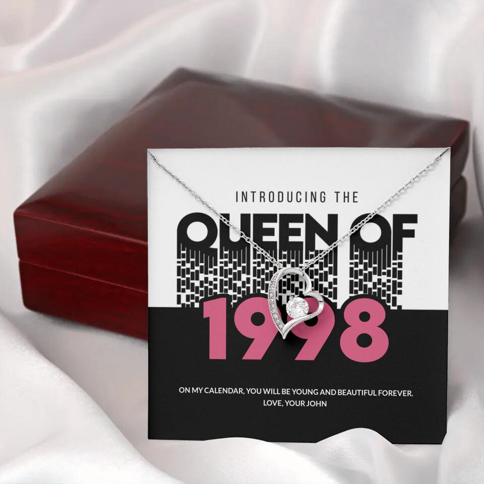 Introducing The Queen Of 1998 Personalized Necklace Gift For Girlfriend, Wife