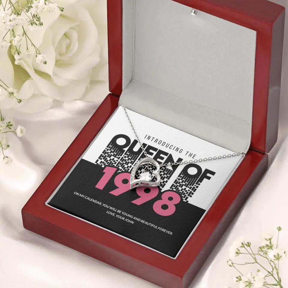 Introducing The Queen Of 1998 Personalized Necklace Gift For Girlfriend, Wife