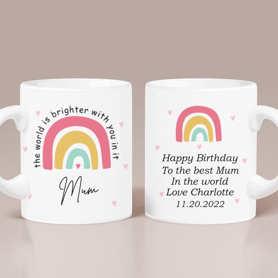 Happy Birthday for Mum - The World is Better with You In It - Personalized White Mug