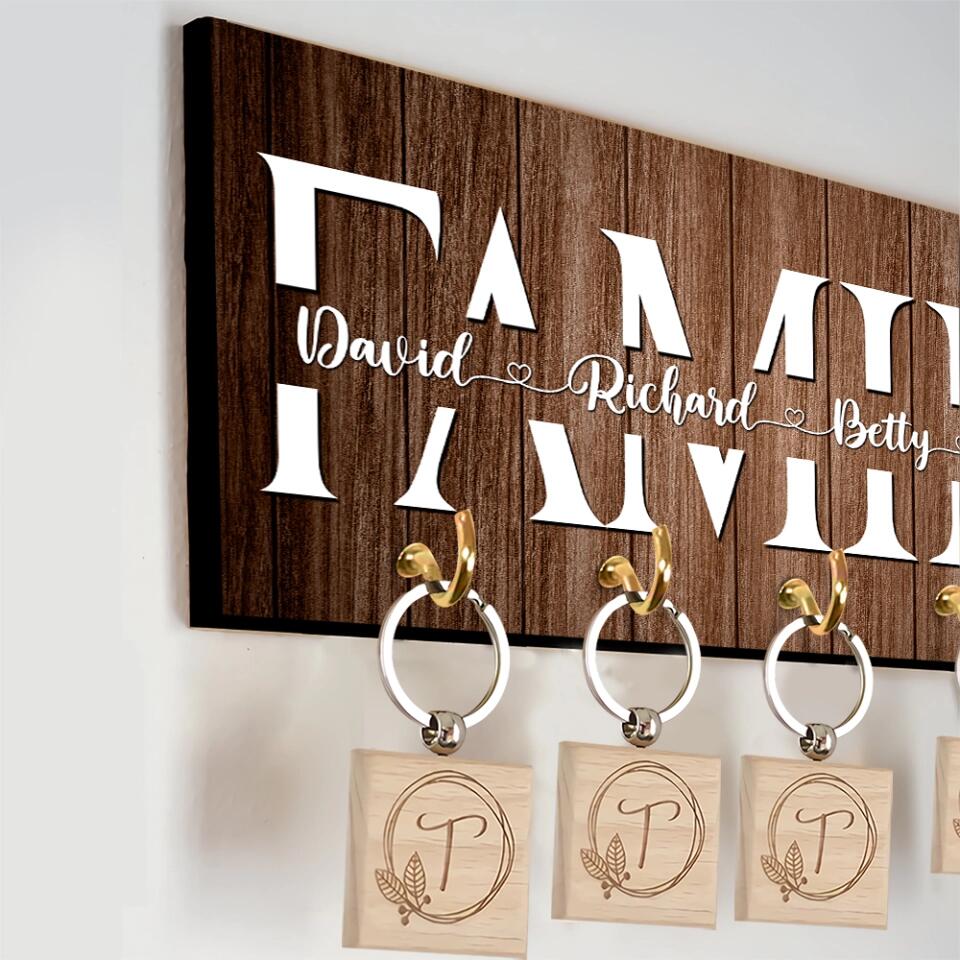Family Member Names - Best Housewarming Presents - Custom Key Holder - Anniversary Gifts