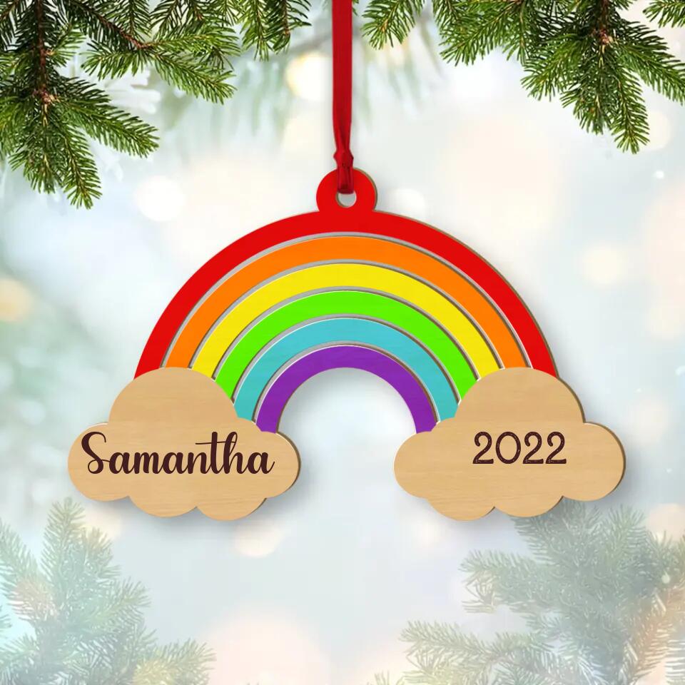 Personalized Kids Ornament 2022, Baby&#39;s First Christmas Ornament, Rainbow Ornament, Christmas Ornament, Name Ornament, Rainbow Baby Ornament - 211IHNBNOR837