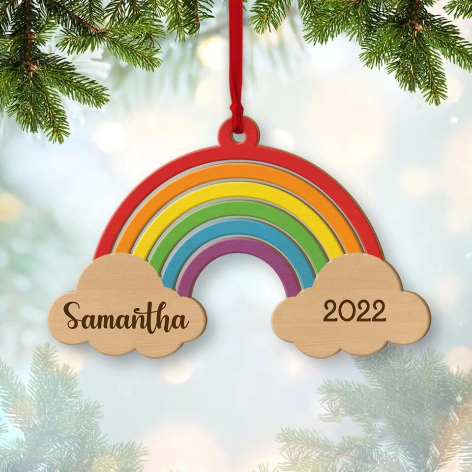 Rainbow Baby's First Christmas Ornament Christmas Gift For Kids