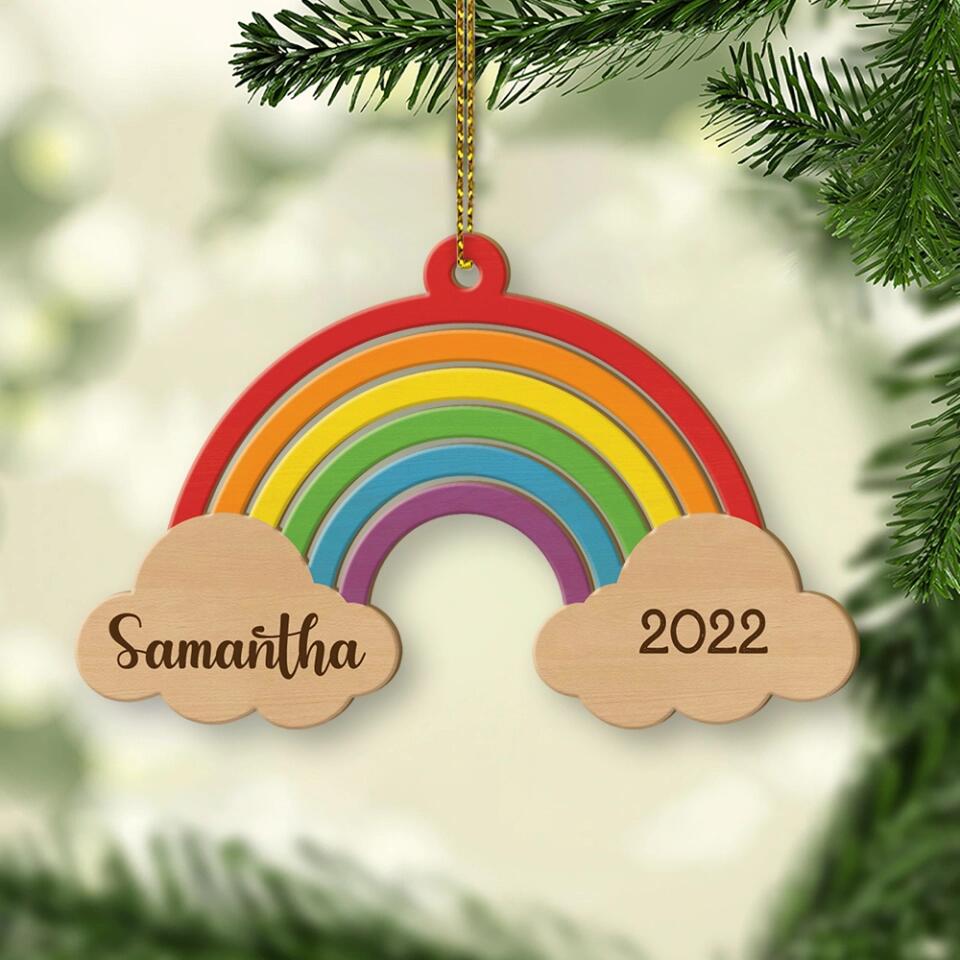 Rainbow Baby's First Christmas Ornament Christmas Gift For Kids