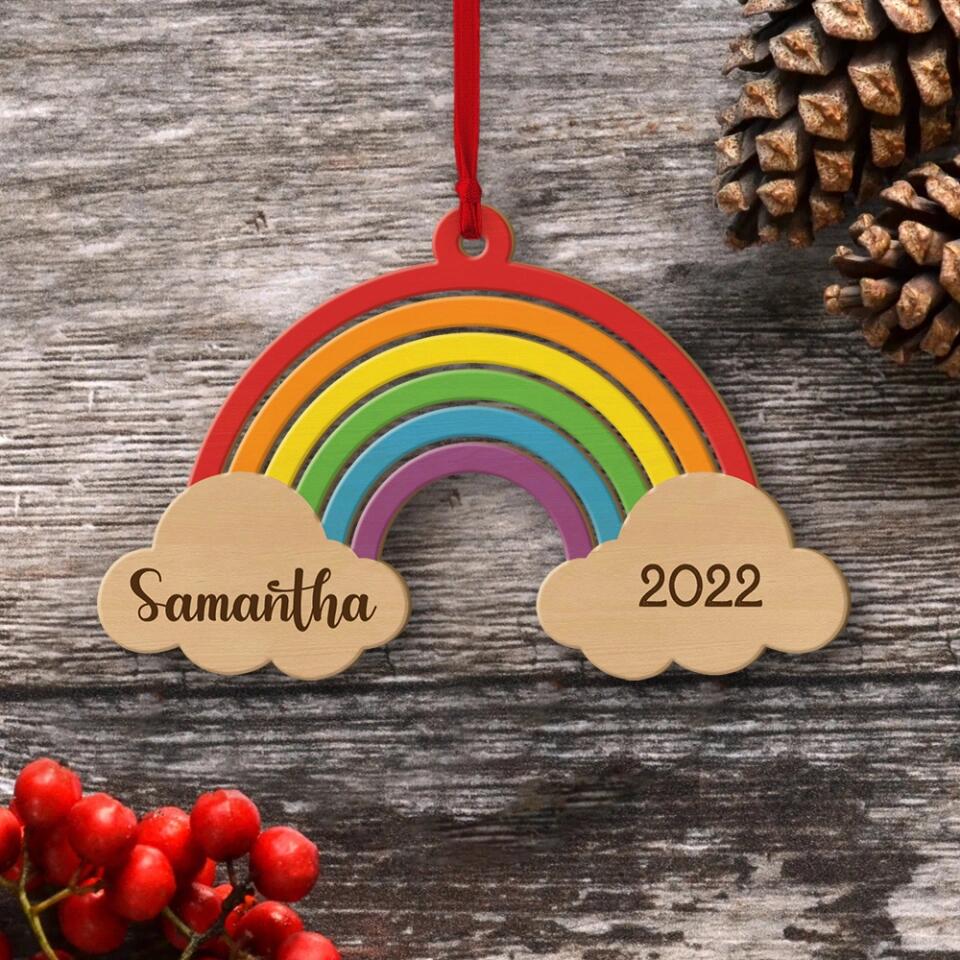 Rainbow Baby's First Christmas Ornament Christmas Gift For Kids