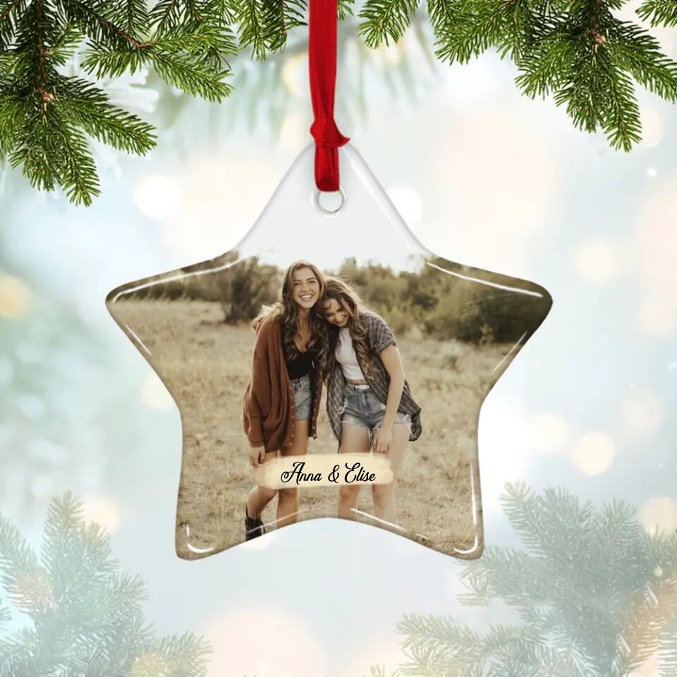 Good Friends Are Like Stars - Personalized Ceramic Ornament - Gift Friends For Besties