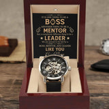 It is One Thing to be a Boss Another Thing to be a Mentor But a Completely Different Thing to be a Leader - Personalized Name - Custom Title - Luxury Men's Watch - Best Christmas Gift for Boss Leader Mentor - 211ICNNPWA195