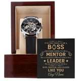 It is One Thing to be a Boss Another Thing to be a Mentor But a Completely Different Thing to be a Leader - Personalized Name - Custom Title - Luxury Men's Watch - Best Christmas Gift for Boss Leader Mentor - 211ICNNPWA195