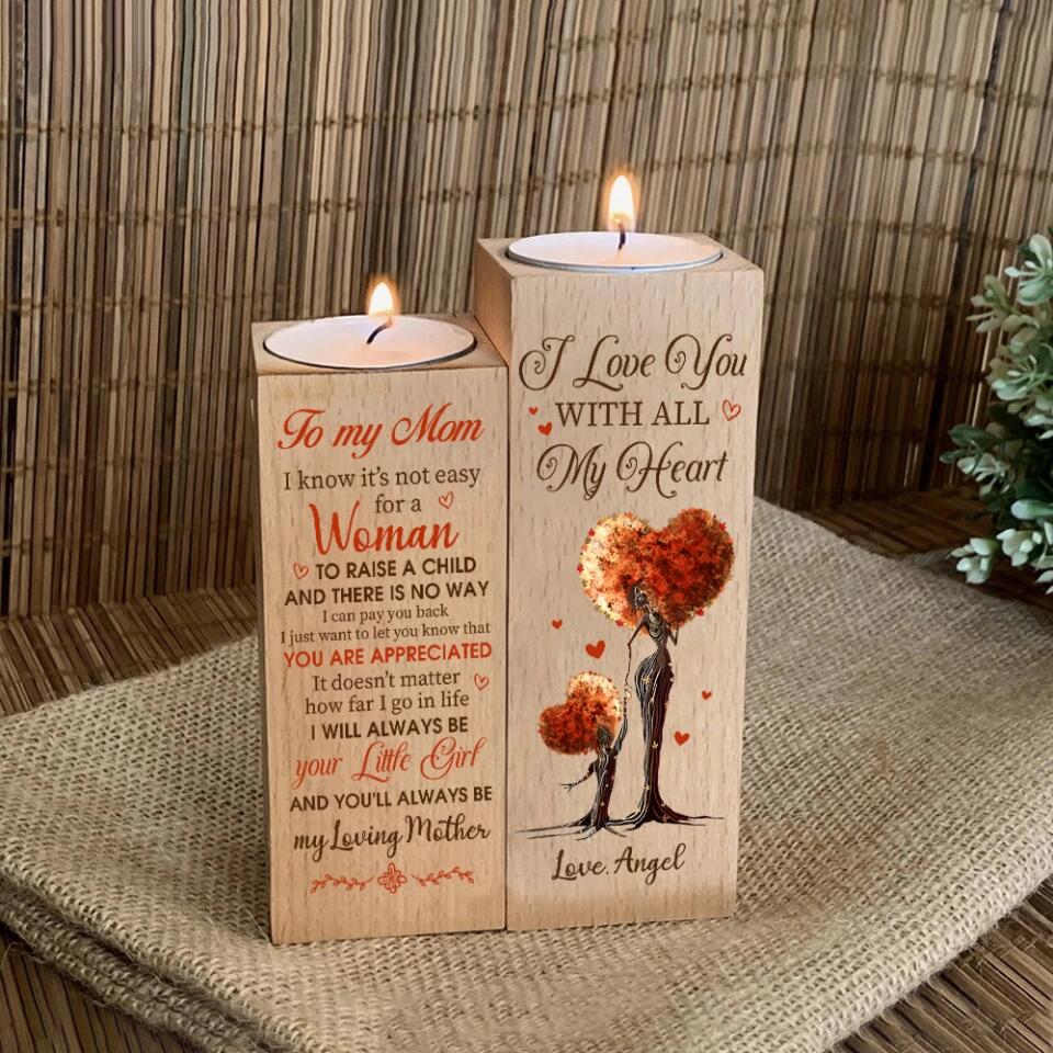 To My Mom I Love You With All My Heart Custom Candle Holder Mother's Day Gift