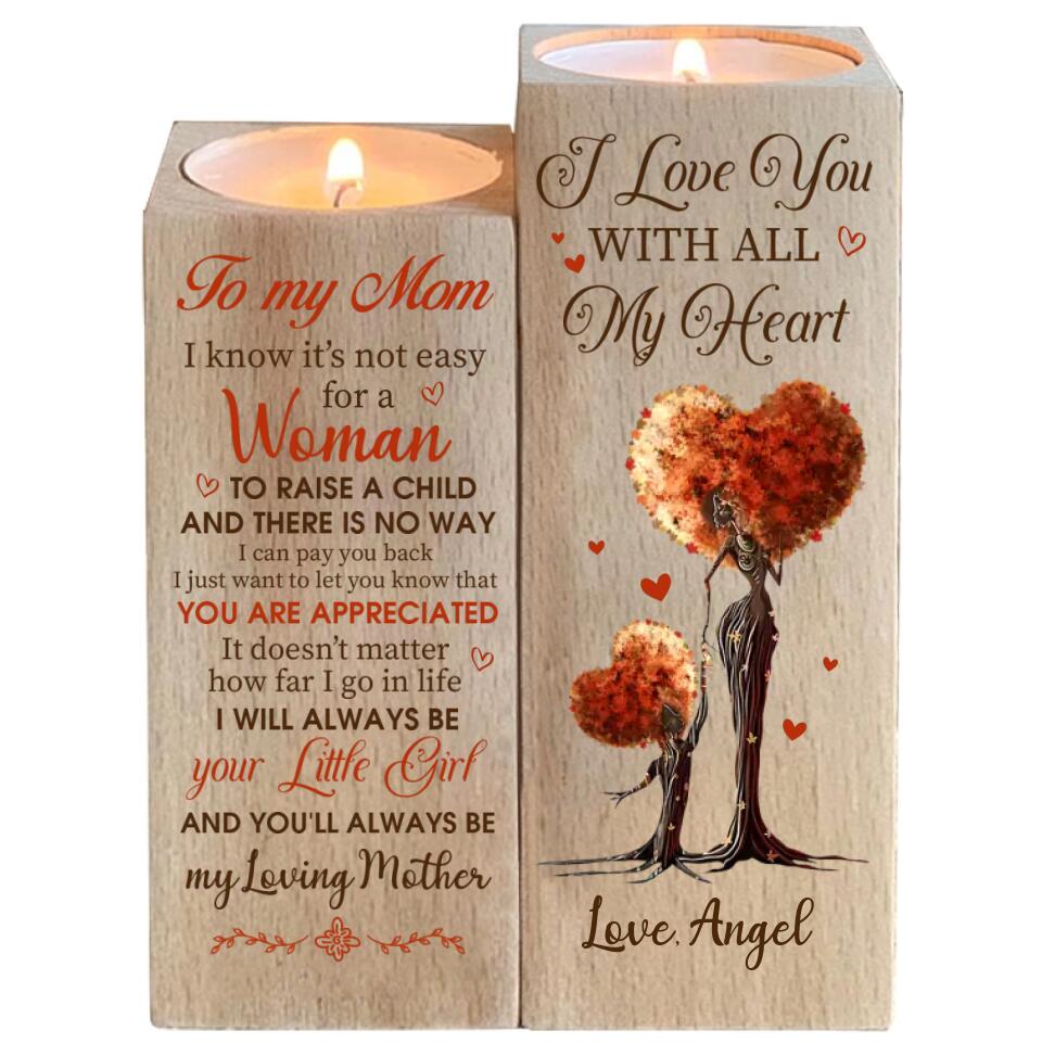 To My Mom I Love You With All My Heart Custom Candle Holder Mother's Day Gift
