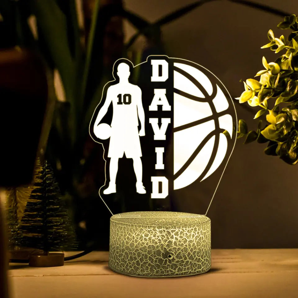 Basketball Player Name with Number - Personalized 3D Led Light