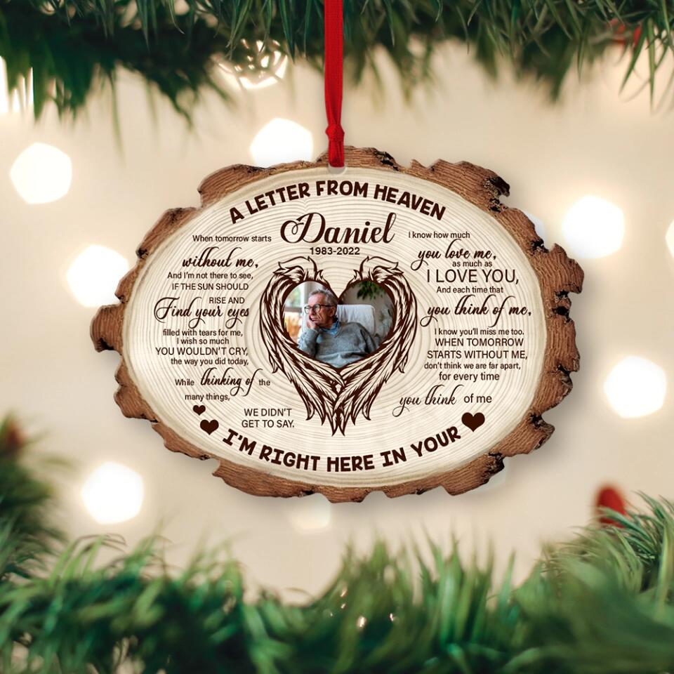 A Letter From Heaven I'm Right Here In Your Heart Personalized Ornament