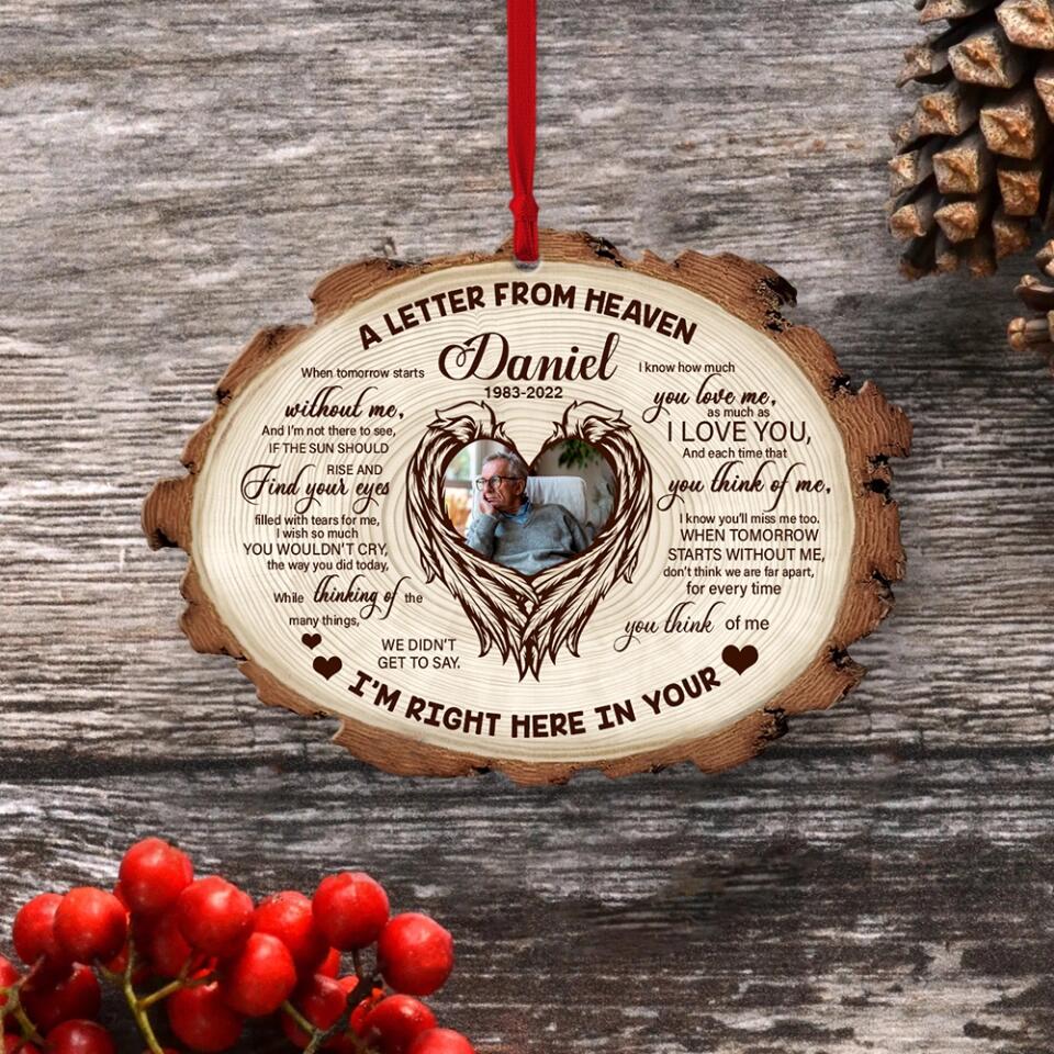 A Letter From Heaven I'm Right Here In Your Heart Personalized Ornament
