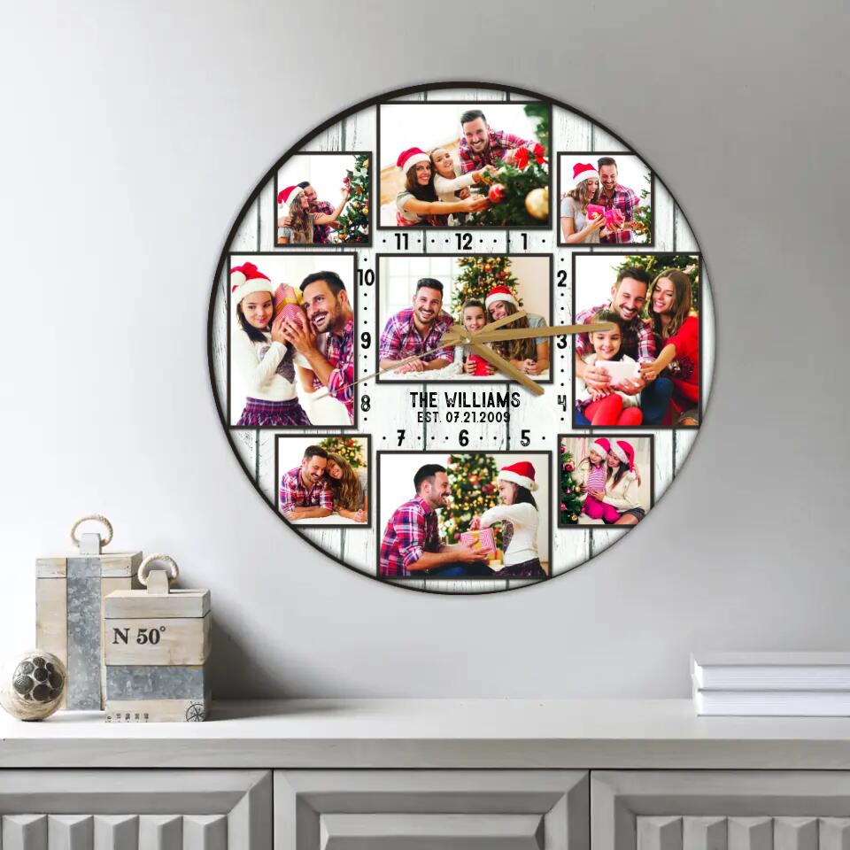 Custom Family Photo Collage - Personalized Wall Clock