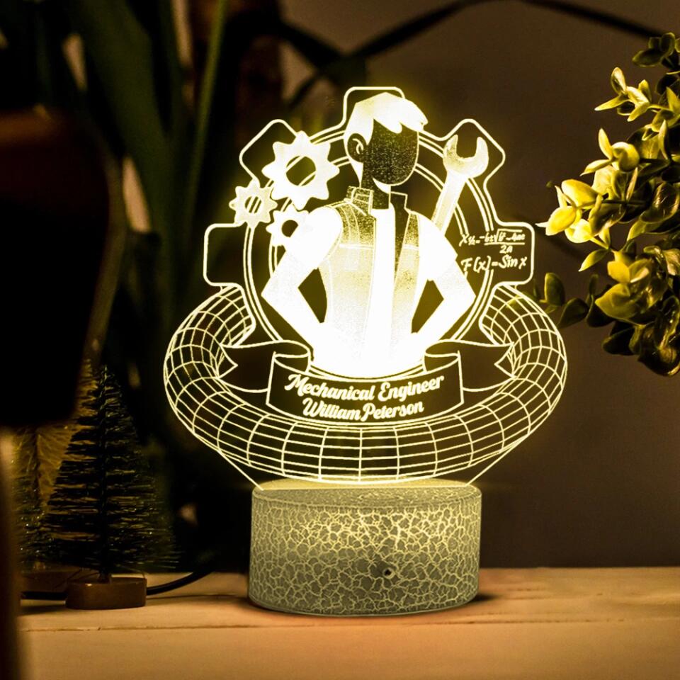 Personalized Mechanical Engineer - Custom Name - 3D Led Light - Best Gift for Engineer - For Boss - For Coworker - Gift for Him - 211ICNLNLL224