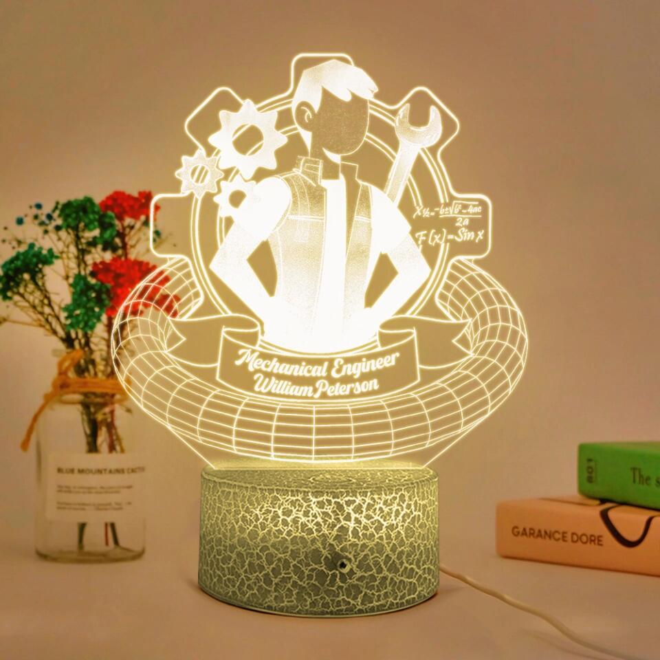 Personalized Name for Mechanical Engineer - Custom 3D Led Light - Gift for Engineers
