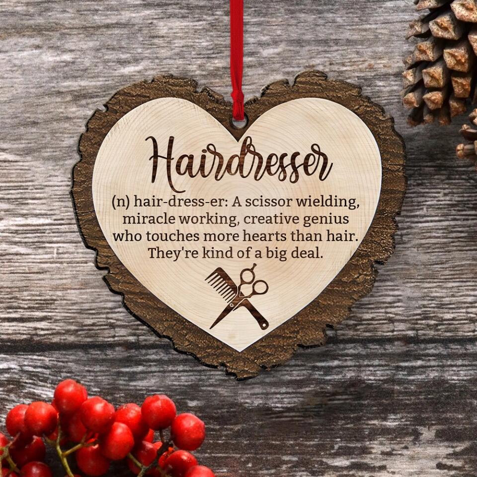Hairdresser A Scissor Wielding Miracle Working Personalized Wooden Ornament Gift For Hairdresser