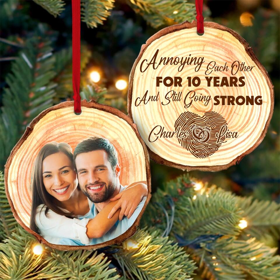 Annoying Each Other For Many Years - Personalized Custom Shape Wooden Ornament - Best Anniversary Gifts for Parents Dad Mom Wife Husband