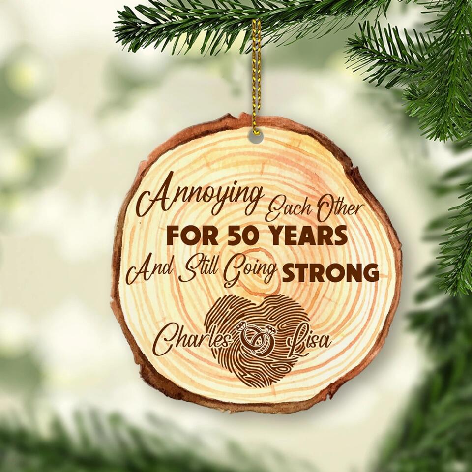 Annoying Each Other For Many Years - Personalized Custom Shape Wooden Ornament - Best Anniversary Gifts for Parents Dad Mom Wife Husband