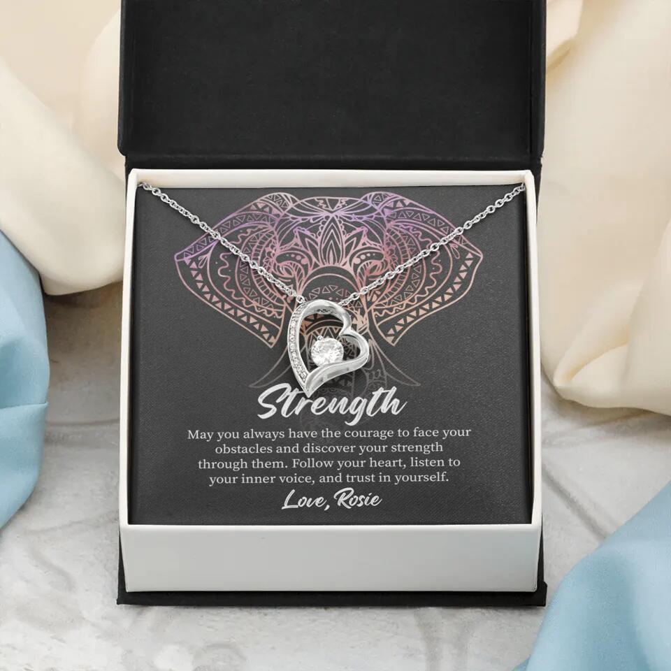 Personalized Valentine Gifts - Strength Follow Your Heart Personalized Necklace Gifts For Her