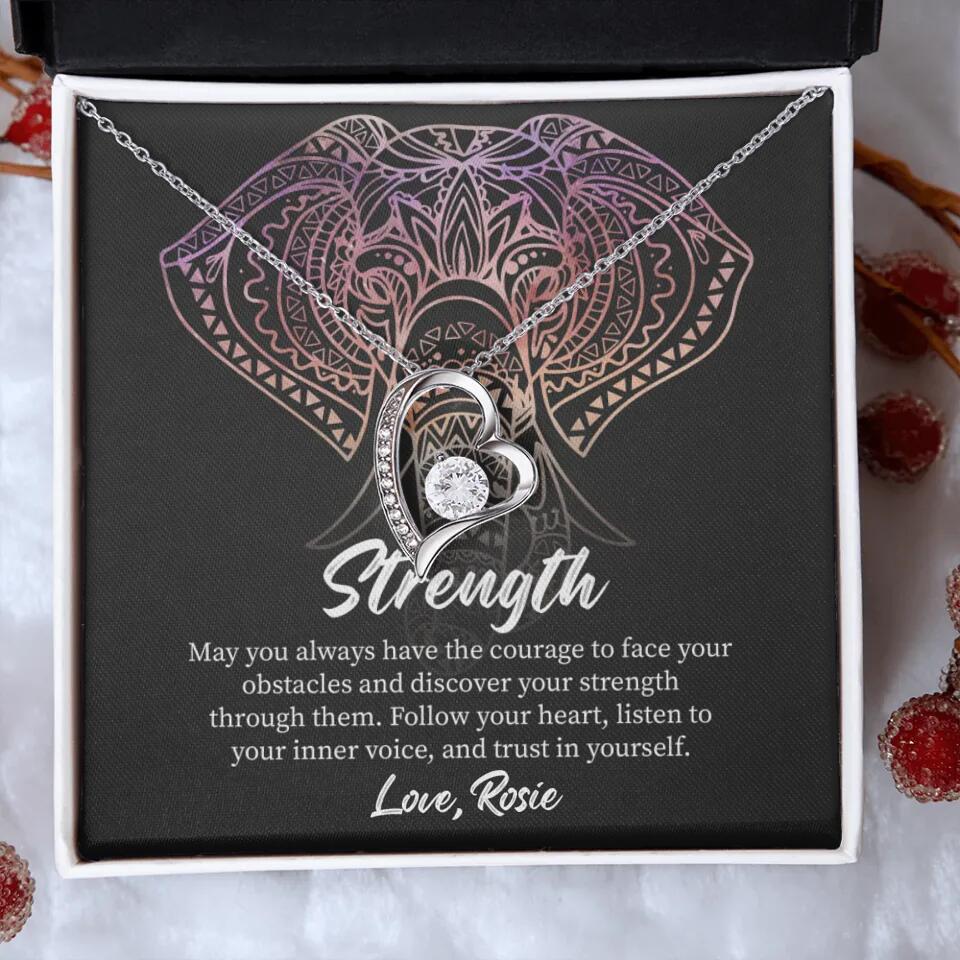 Personalized Valentine Gifts - Strength Follow Your Heart Personalized Necklace Gifts For Her