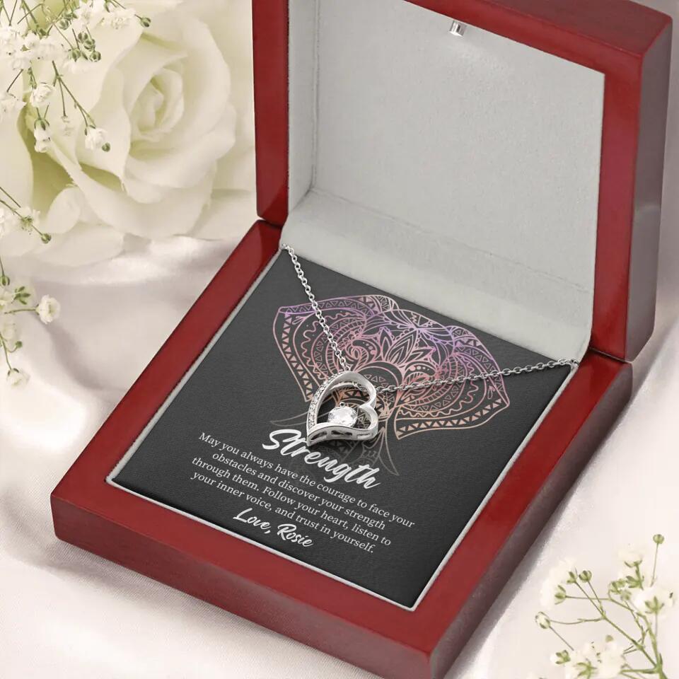 Personalized Valentine Gifts - Strength Follow Your Heart Personalized Necklace Gifts For Her