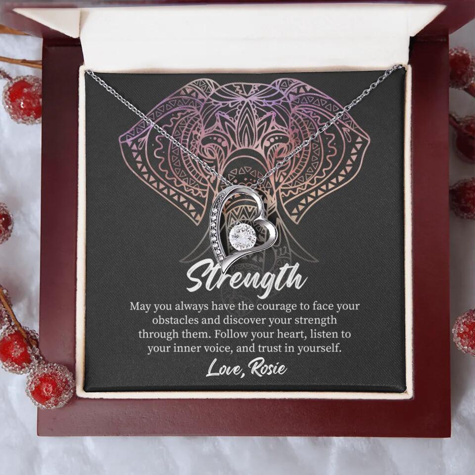 Personalized Valentine Gifts - Strength Follow Your Heart Personalized Necklace Gifts For Her