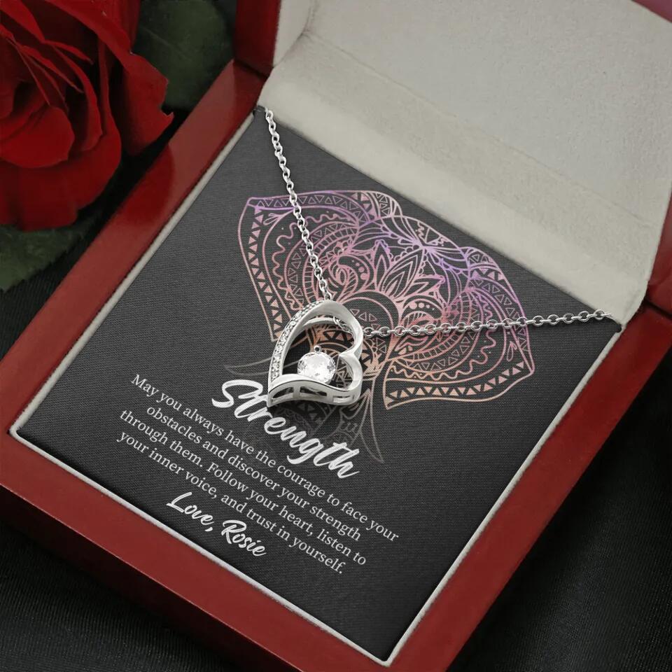 Personalized Valentine Gifts - Strength Follow Your Heart Personalized Necklace Gifts For Her
