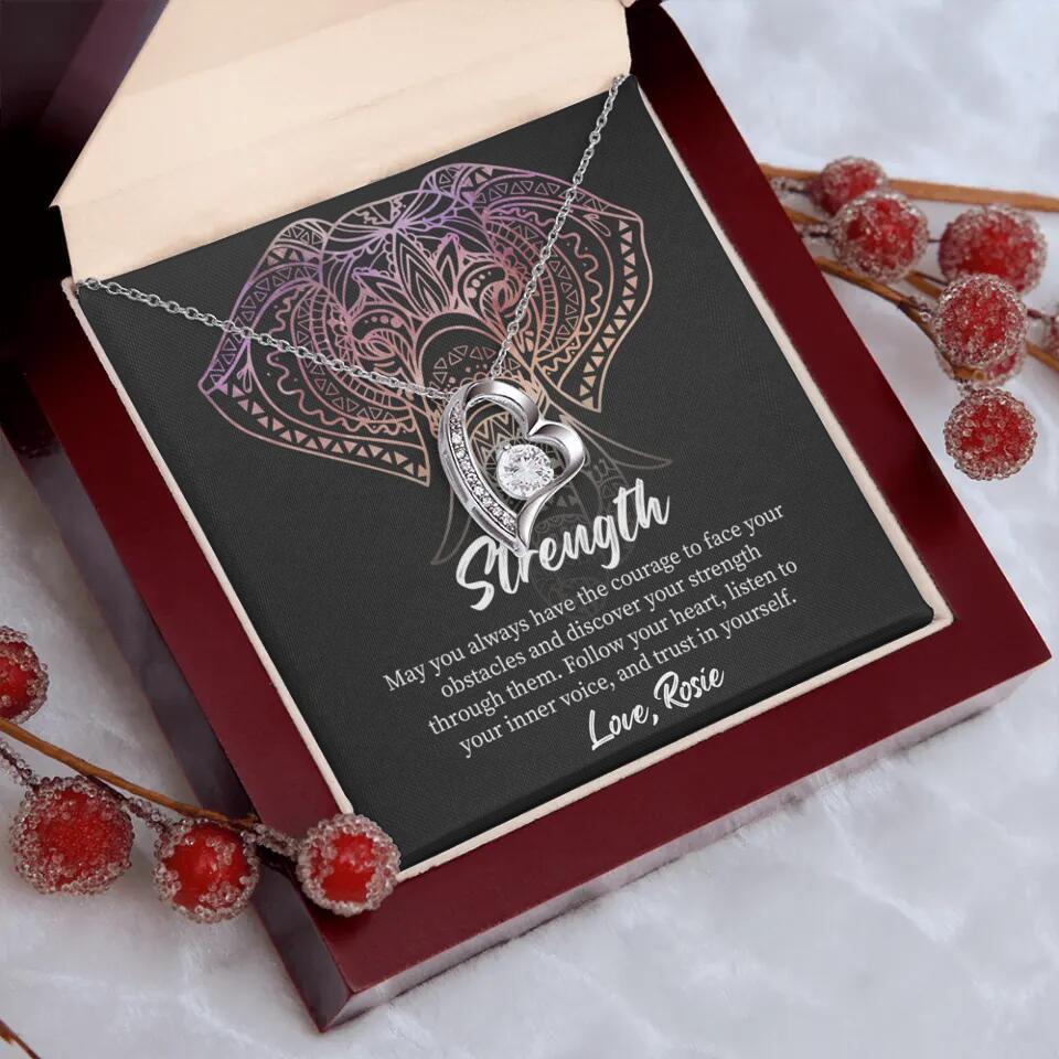Personalized Valentine Gifts - Strength Follow Your Heart Personalized Necklace Gifts For Her