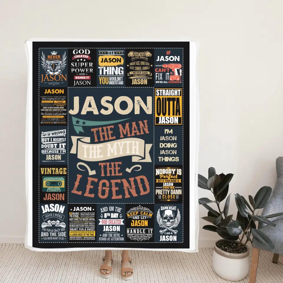 The Man The Myth The Legend - Best Gift idea for Husband/ Son/ Brother/ GuyFriends - Custom Name Blanket - 211IHNLNBL844