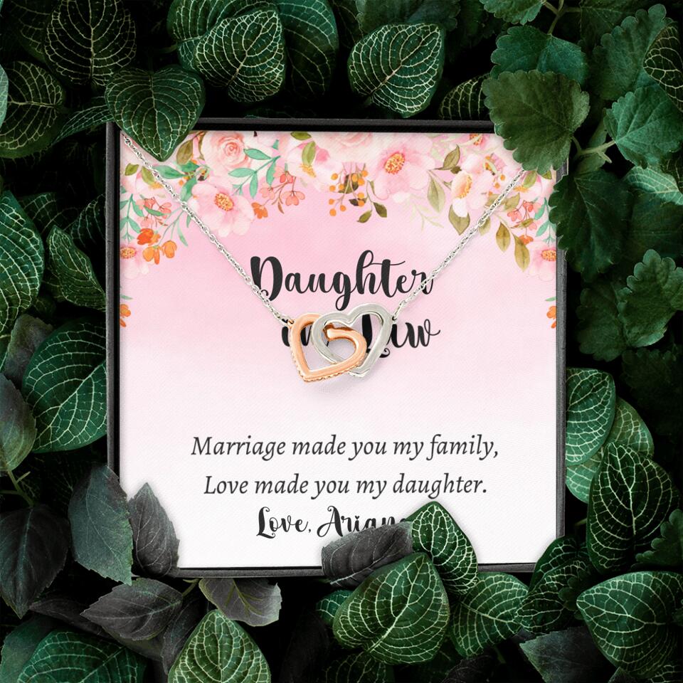 Daughter in Law Marriage Made You My Family Love Made You My Daughter - Personalized Floral Background Necklace - Gift for Daughter in Law