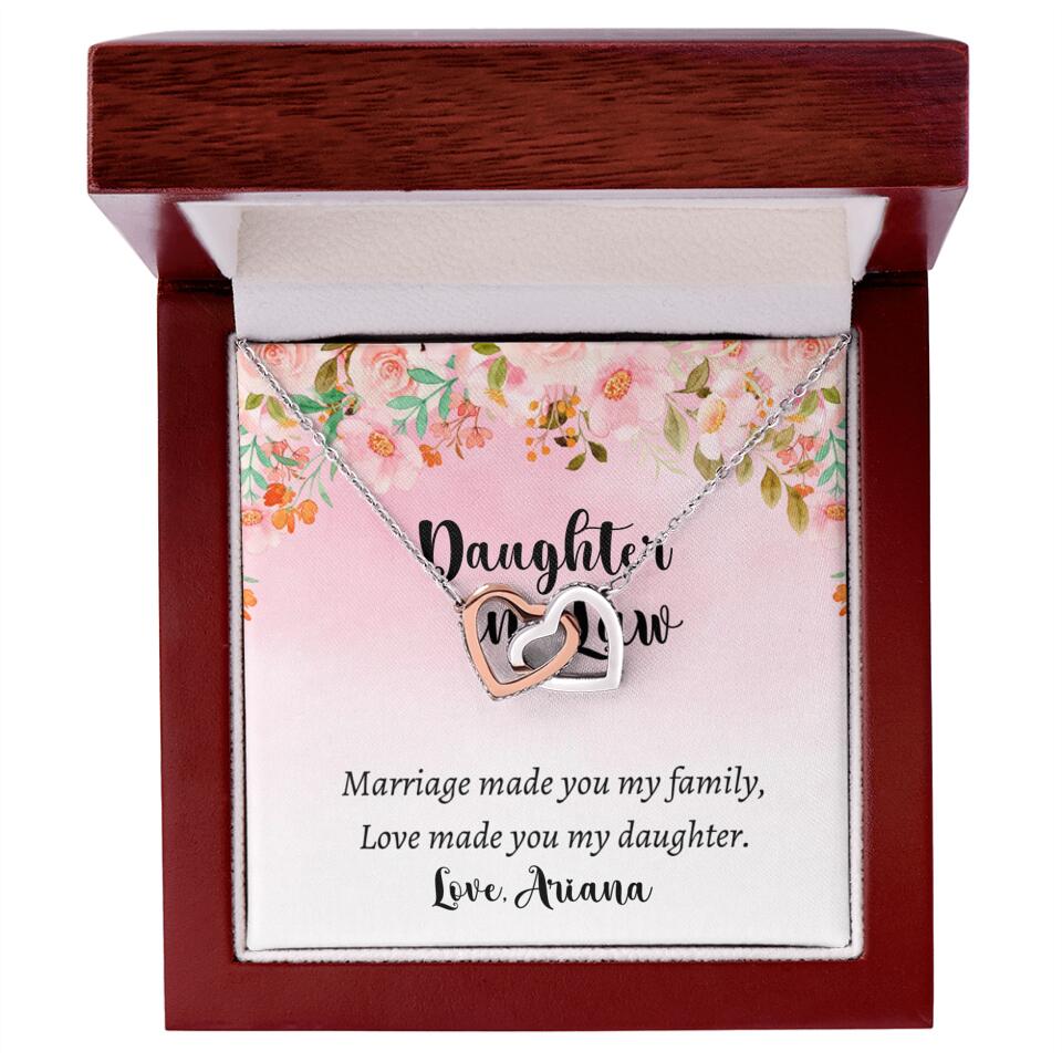 Daughter in Law Marriage Made You My Family Love Made You My Daughter - Personalized Floral Background Necklace - Gift for Daughter in Law
