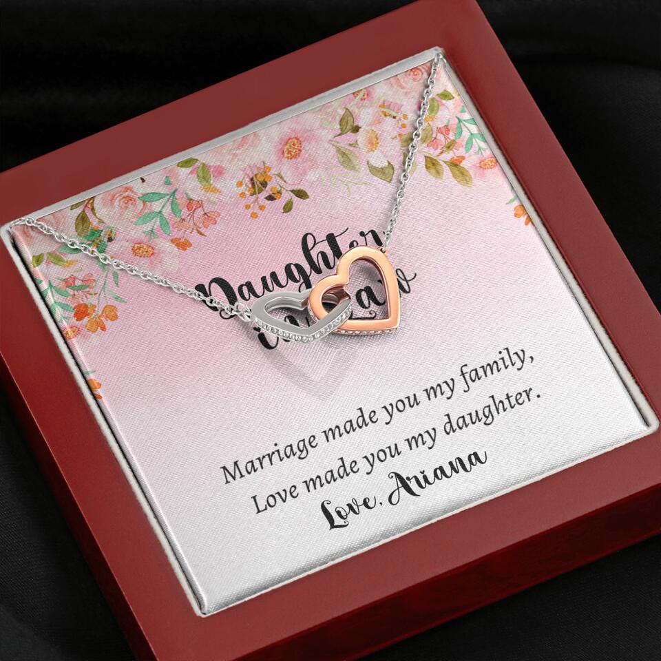 Daughter in Law Marriage Made You My Family Love Made You My Daughter - Personalized Floral Background Necklace - Gift for Daughter in Law