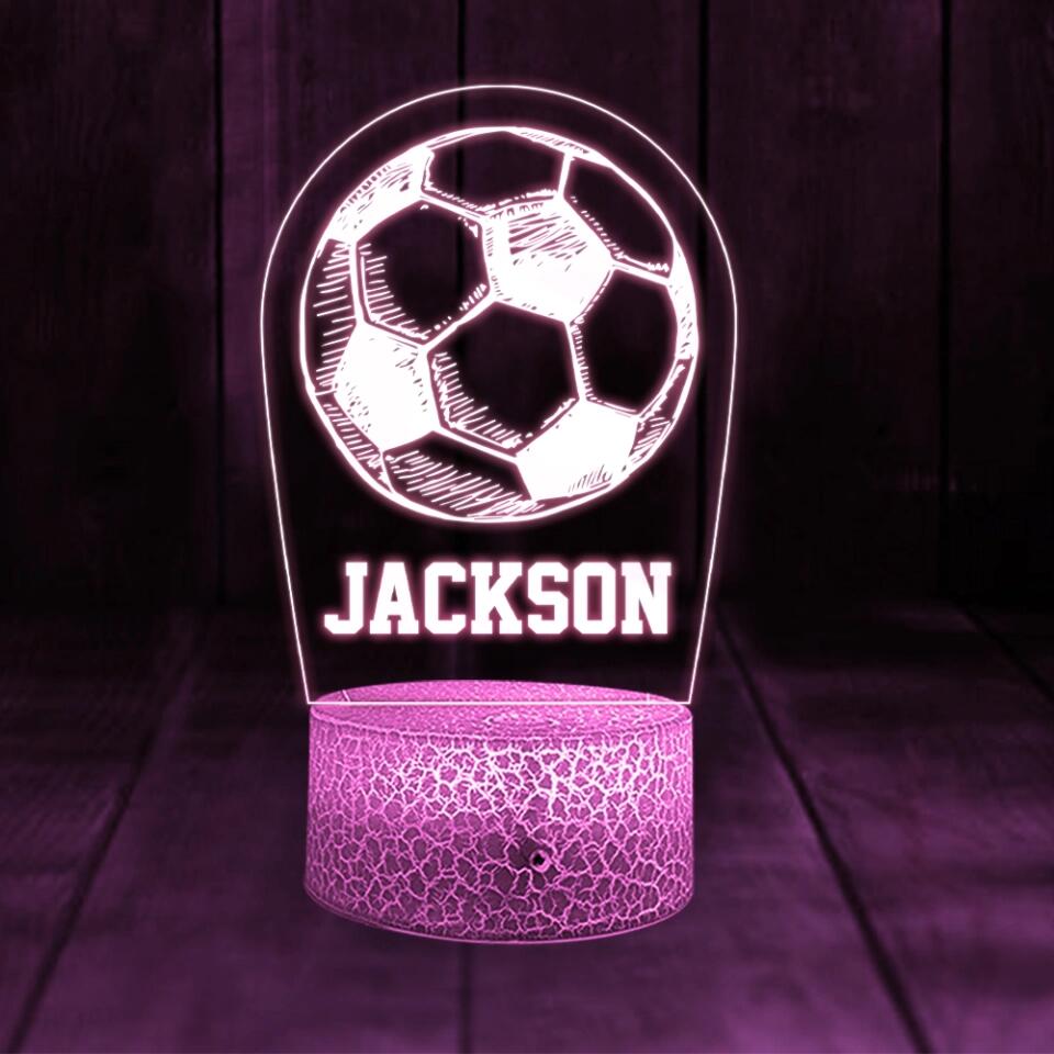 Personalized Name - Custom Nickname - 3D Led Light - Night Light - Best Gift for Soccer Player - For Soccer Lover - For Boys Kids