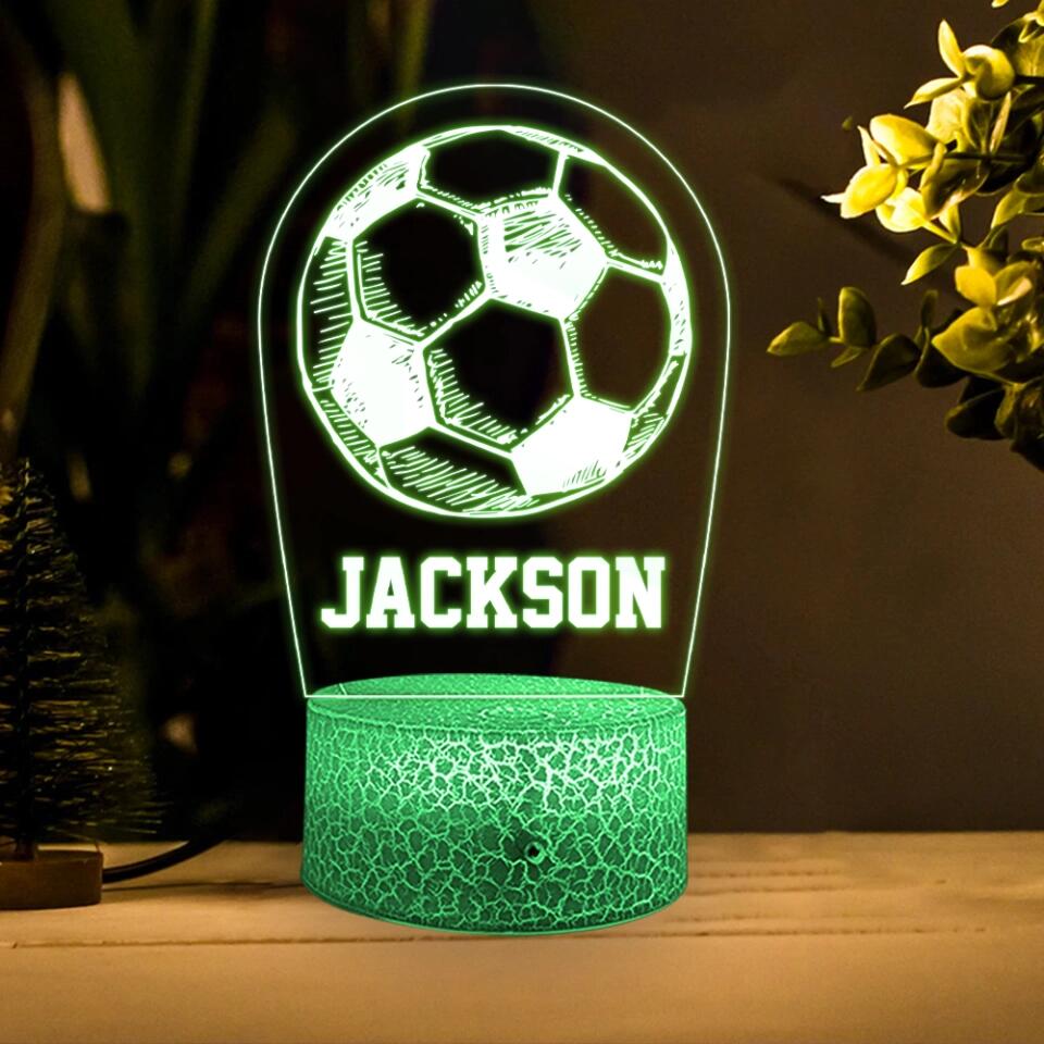 Personalized Name 3D Led Light For Soccer Lover