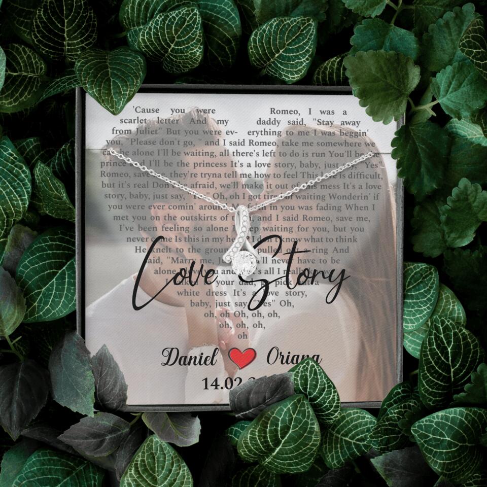 Personalized Valentine Gifts - Love Story - Custom Lyrics Song - Personalized Necklace - Gift For Her