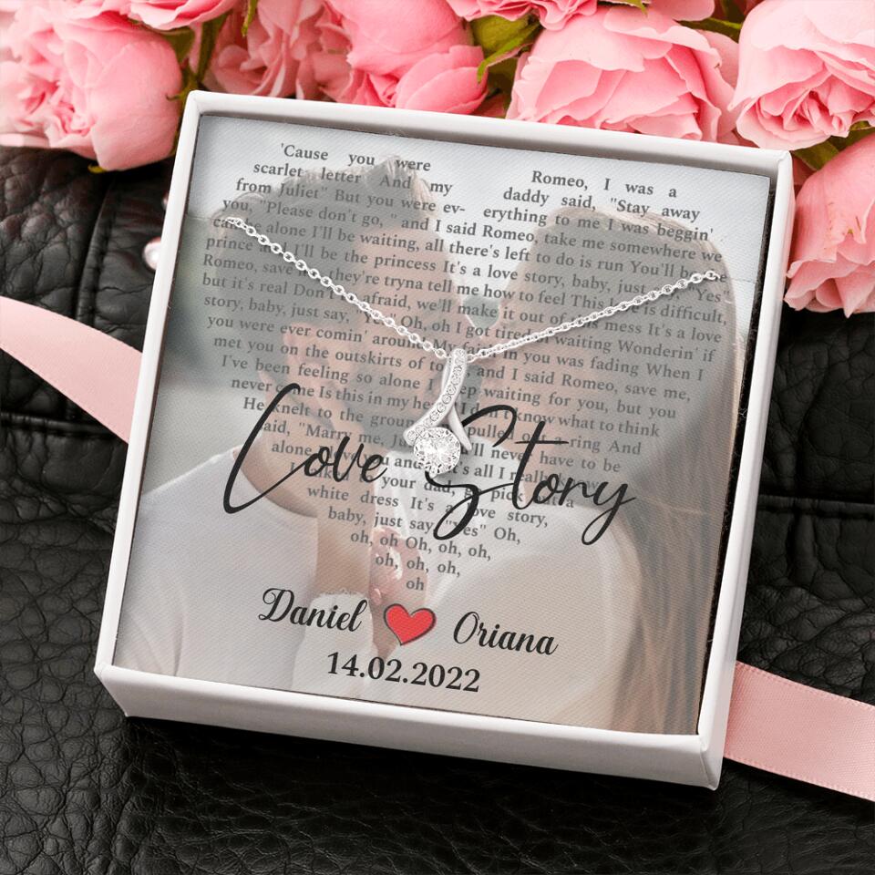 Personalized Valentine Gifts - Love Story - Custom Lyrics Song - Personalized Necklace - Gift For Her