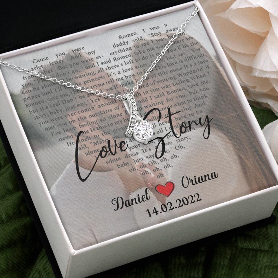 Personalized Valentine Gifts - Love Story - Custom Lyrics Song - Personalized Necklace - Gift For Her